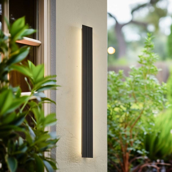 Lucande LED Wandleuchte außen Melira (Modern) in Schwarz aus Aluminium (1 flammig, ) - Außenwandleuchten Wandlampe Led Außenlampe Outdoor für Außenwand/Hauswand Haus Terrasse &