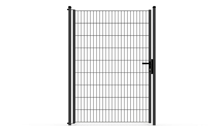 Gartentor ZAUNGURU ECO-Line aus Metall, Höhe: 183cm, Breite: 142cm, 1-flügelig inkl. Pfosten, Locinox-Schloss und Zubehör, Feuerverzinkt und zusätzlich in RAL 7016 Anthrazitgrau pulverbeschichtet