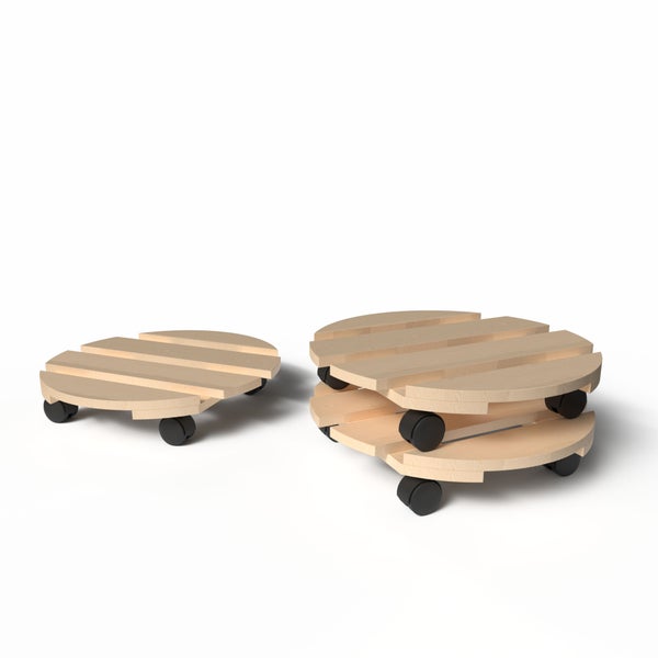 Pflanzenroller aus Holz mit Rollen