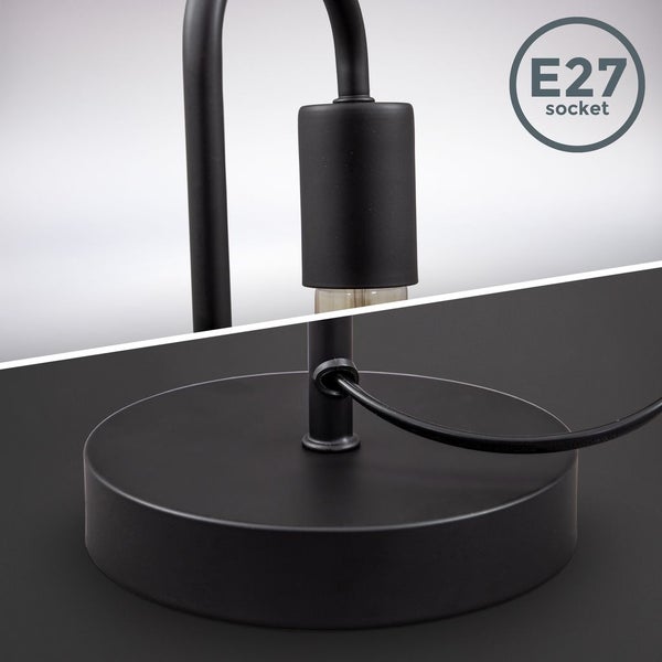 Nachttischlampe - mit Schalter, retro, max. 10W, E27 Fassung, schwarz
