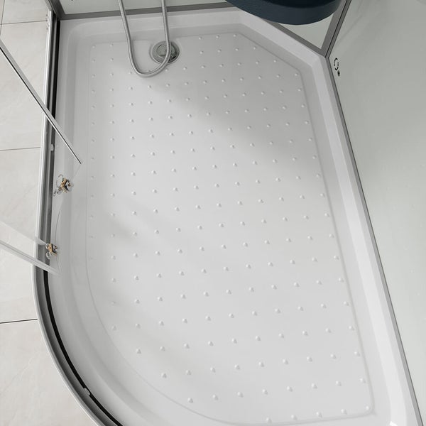 Home Deluxe - Komplettdusche WHITE PEARL - Maße 120 x 80 cm Rechts - inkl. Regendusche, Radio und Zubehör I Fertigdusche, Dusche, Duschtempel