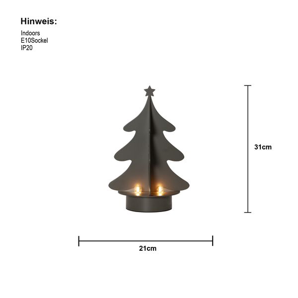 Dekorative Weihnachtsbaumleuchte aus Metall für den Innenbereich, 31 cm hoch