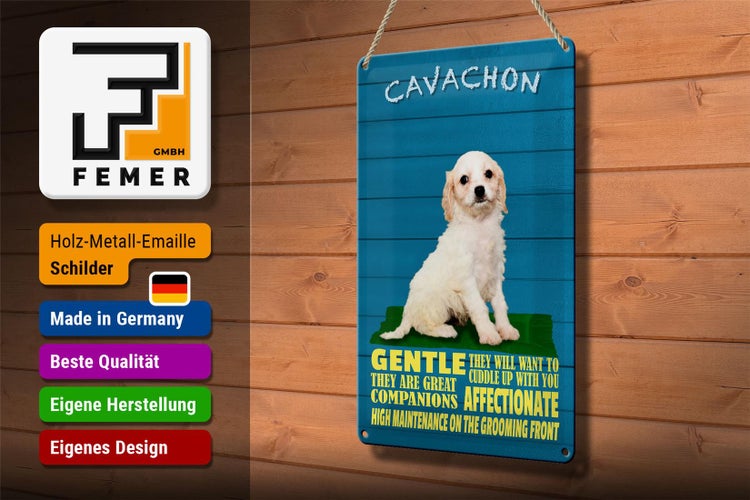 Blechschild Spruch 20x30cm Cavachon Hund gentle affectionat