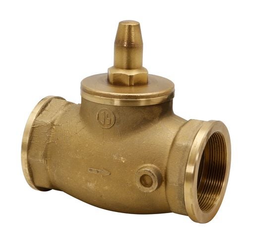 Messing-Rückschlagventil mit Innengewinde und Pfeil für die Durchflussrichtung.