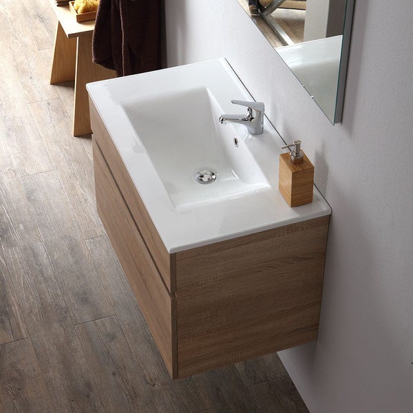 Unterschrank 800 x 460 mm in Holzoptik Eiche natur, wandhängend | Sole