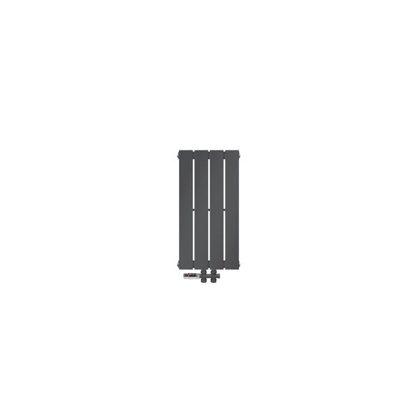 ML-Design Paneelheizkörper Einlagig 600x300 mm Anthrazit Mittelanschluss mit Bodenanschlussgarnitur Durchgangsform Multiblock Thermostat Badheizkörper Vertikal Designheizkörper Flachheizkörper Heizung
