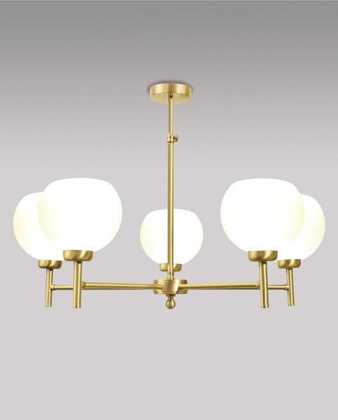 Deckenleuchte mit fünf Glaskugeln