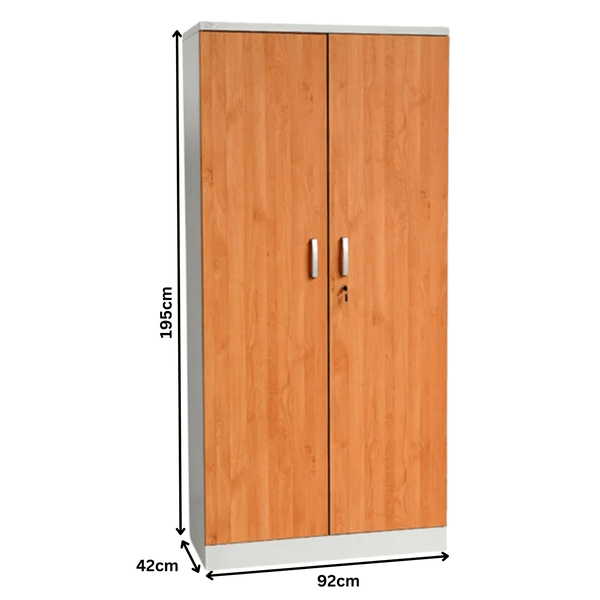 PROREGAL Aktenschrank Beetle 4 Fachböden HxBxT 195 x 92 x 42 cm Grau & Erle