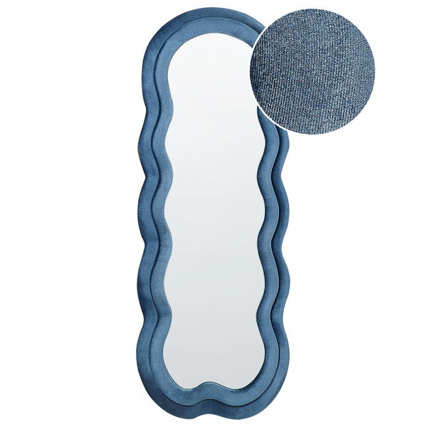 Wandspiegel LACS 57 cm 160 cm Samtstoff Blau