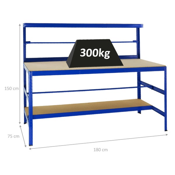 PROREGAL Packtisch Tiger HxBxT 150 x 180 x 75 cm Tragkraft 300 kg Blau