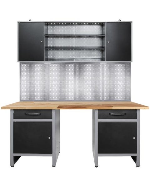 Ondis24 Werkstatt Set Wolle 160 cm mit Sitzraum LED, Werkstatteinrichtung, Werkbank