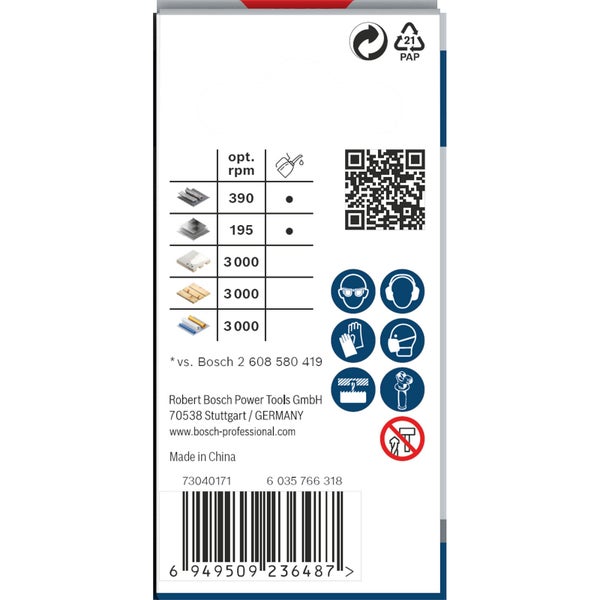 Verpackungsinformationen zu Bosch Werkzeugzubehör