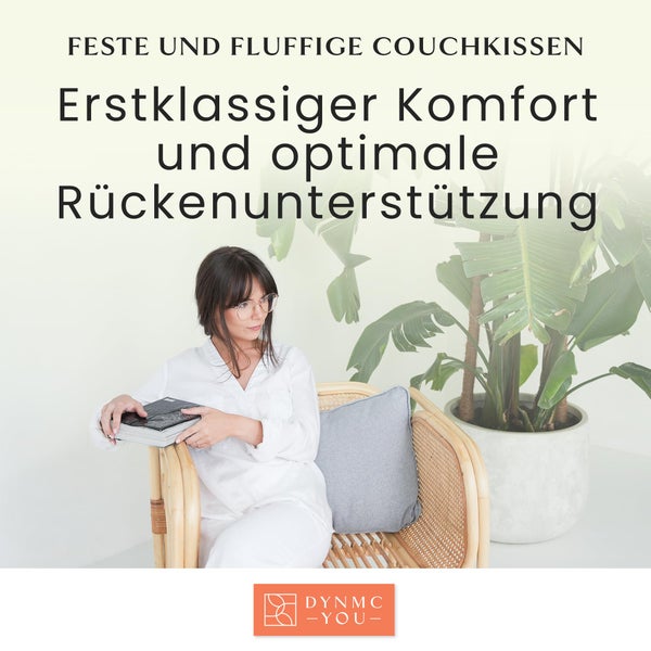 DYNMC you Sofakissen mit Füllung und Bezug - 2er Set 40x60cm mit Viel Füllung - VERGLEICHSSIEGER SEHR GUT - Rückenkissen mit Oeko TEX Baumwoll-Bezug - Bequeme Dekokissen - Couchkissen Grau