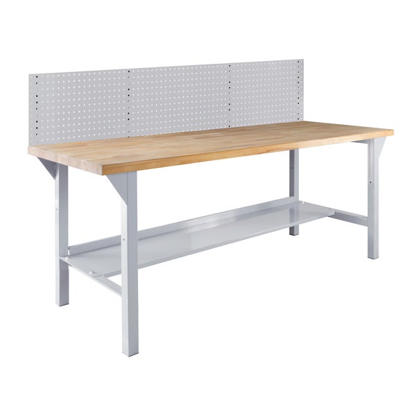 PROREGAL Werkbank Giant Rhino Plus mit Lochplatte HxBxT 131 x 200 x 70 cm Traglast 500 kg Lichtgrau