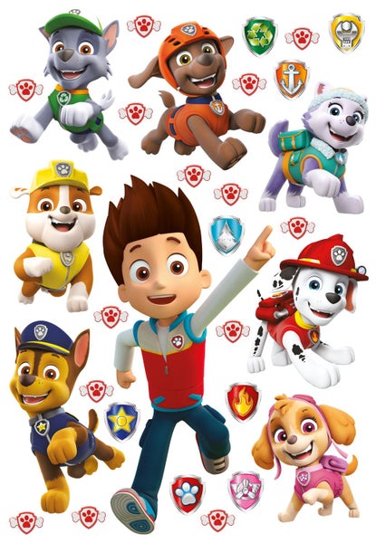 Sanders und Sanders Wandtattoo PAW Patrol Braun, Rot und Gelb - 65 x 42.5 cm - 600117