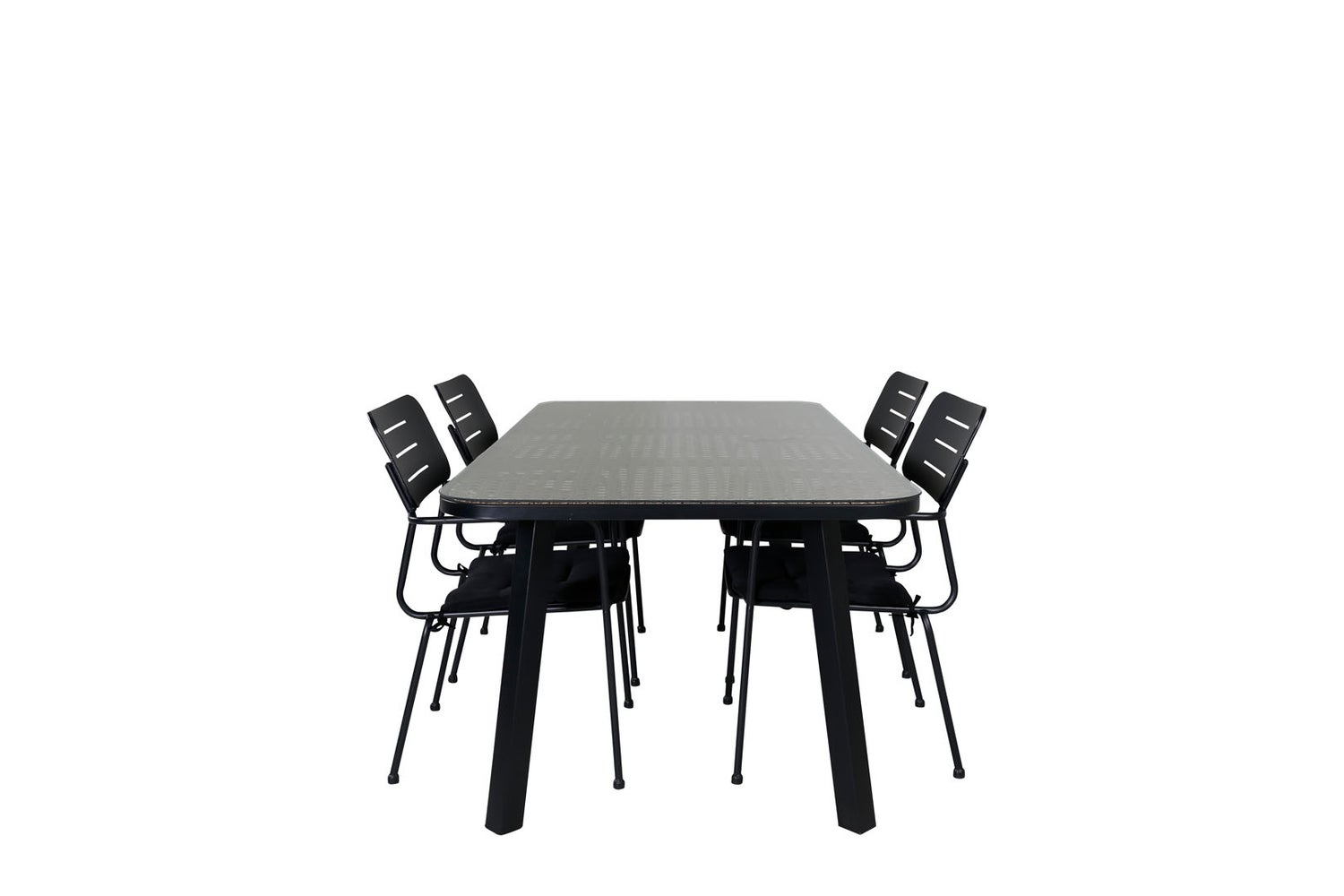 Paola Gartenset Tisch 100x200cm und 4 Stühle Nicke schwarz, natur.