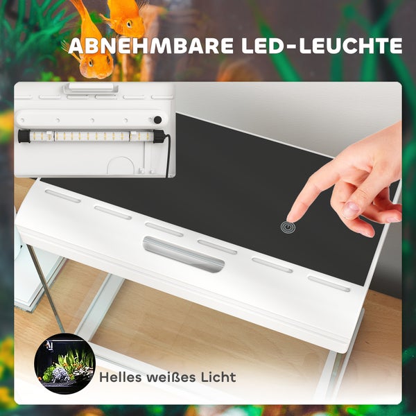 PawHut Aquarium mit LED-Beleuchtung, Filtersystem, 17L Fischtank, Tropenfischaquarium mit Wasserpumpe Weiß