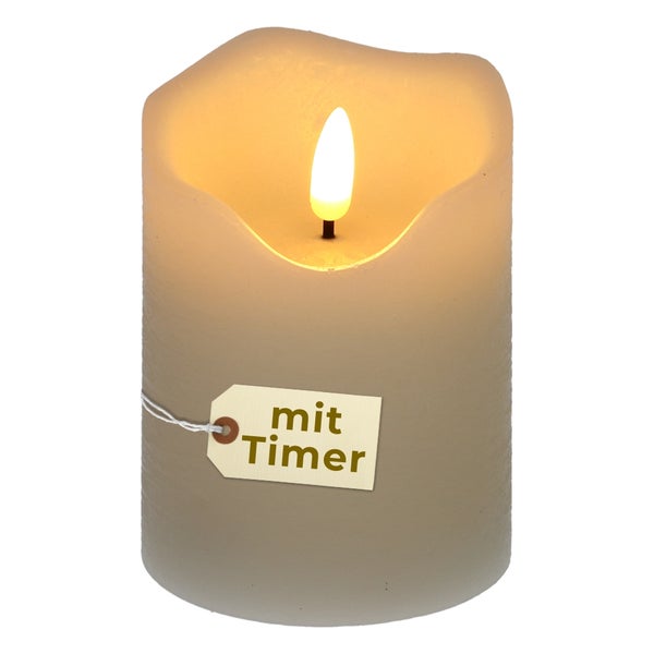 LED-Echtwachskerze mit Timer und flackernder Flamme