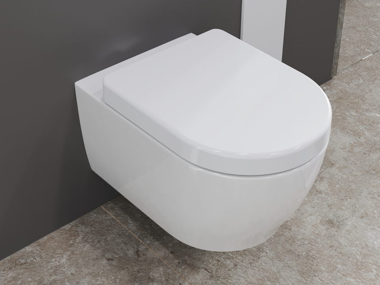 Wandhängendes WC aus Keramik mit Toilettendeckel