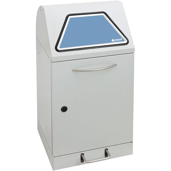 Abfallbehälter aus Metall mit Fußpedal und Sichtfenster