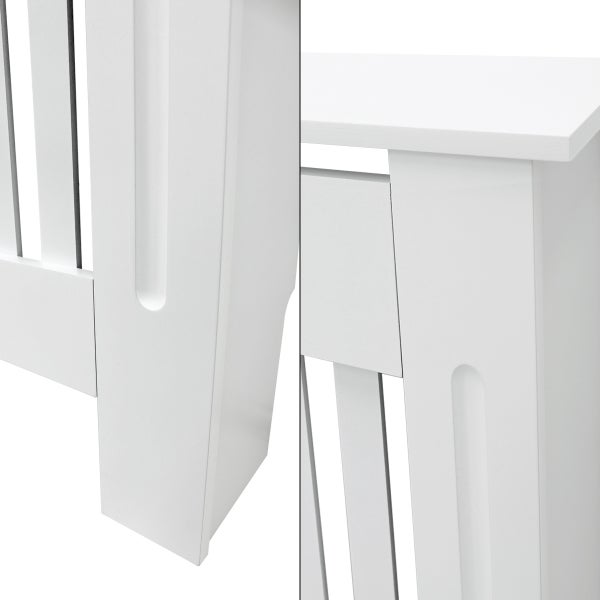 ECD Germany Heizkörperverkleidung Landhausstil 152x19x82 cm Weiß aus MDF lackiert für Schlafzimmer Wohnzimmer Heizungsverkleidung Heizkörperabdeckung Heizungsabdeckung Heizung Heizkörper Abdeckung