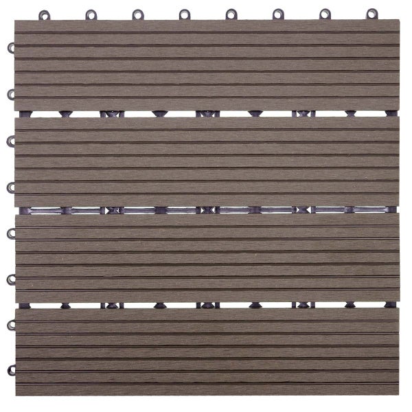 Terrassenfliese aus Holz-Kunststoff-Verbundwerkstoff mit geriffelter Oberfläche und Klicksystem