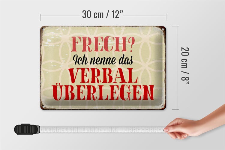 Blechschild Spruch 30x20cm frech nenn das verbal überlegen