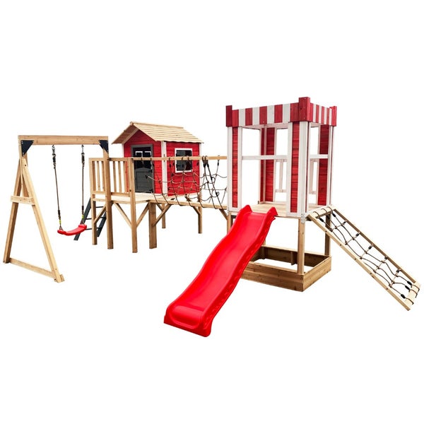 Home Deluxe - Spielpark WUNDERLAND - Kiefernholz, 555 x 340 x 215 cm, zum Schaukeln, Klettern, Rutschen, Buddeln I Kinderpark Outdoor Spielplatz Klettergerüst