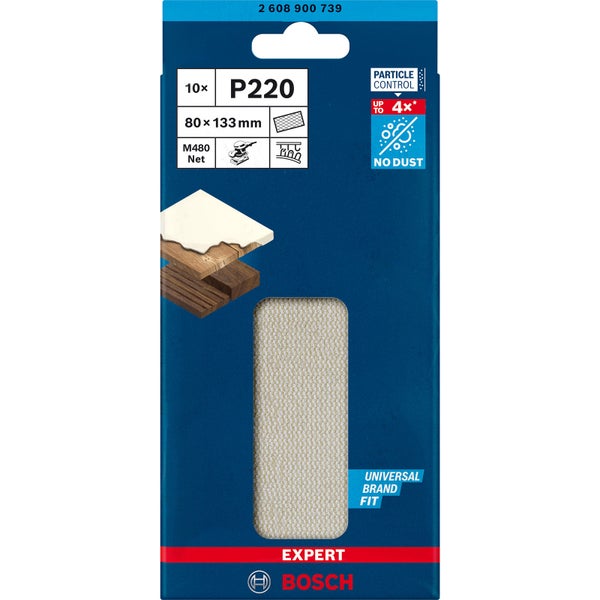 Bosch 10x Expert M480 Schleifnetz für Schwingschleifer 80 x 133 mm G 220 - 2608900739