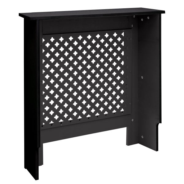 ECD Germany Heizkörperverkleidung mit Wabenmuster 78x19x82cm Schwarz aus MDF lackiert für Schlafzimmer Wohnzimmer Heizungsverkleidung Heizkörperabdeckung Heizungsabdeckung Heizung Heizkörper Abdeckung