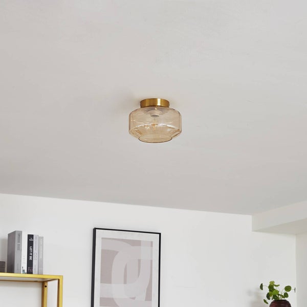 Lindby Deckenlampe Hildur in Creme aus Glas (1 flammig, E27) - Deckenleuchte Lampe Wohnzimmerleuchte