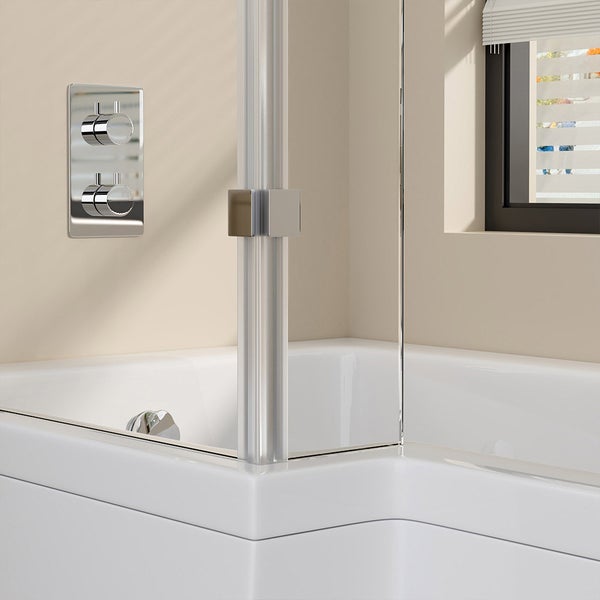 Home Deluxe - Badewanne mit Duschwanne - ELARA rechts - inkl. komplettem Zubehör und Duschabtrennung I Duschwanne, Badewanne mit Dusche