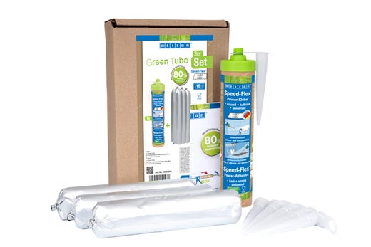 Mito Green Tube Set mit Speed-Flex Power-Kleber, Kartuschen und Kartuschenspitzen