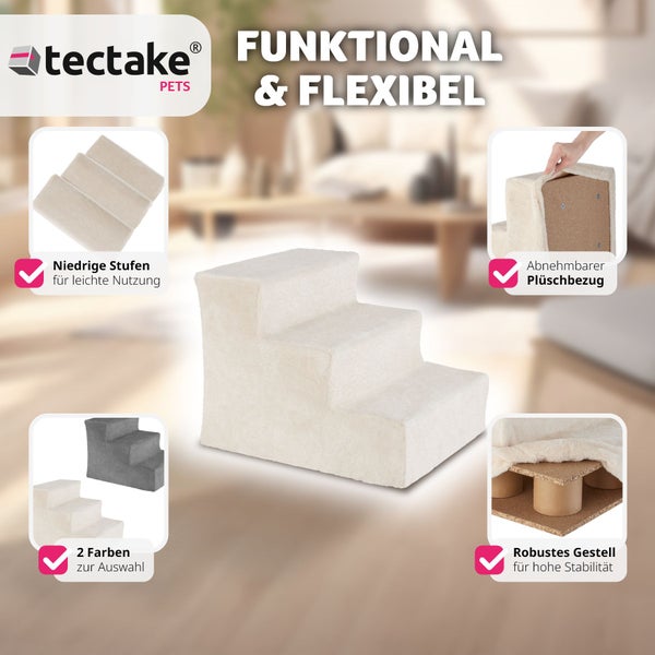Haustiertreppe tectake Paw Path pflegeleicht, 37 x 45 x 34,5 cm für Hunde und Katzen Sand
