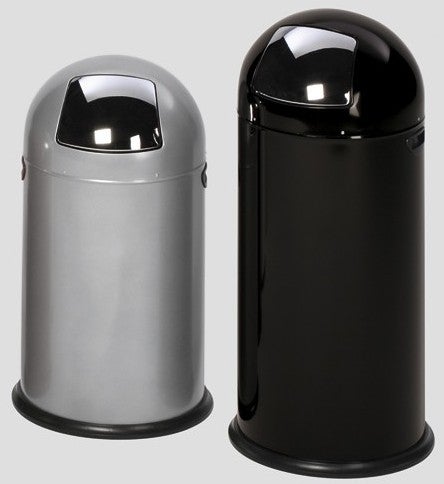 PROREGAL Klassischer Abfallsammler Mit Einwurfklappe Inneneinsatz 52 Liter HxBxT 88 x 46,5 x 46,5 cm Verzinkter Stahl Schwarz