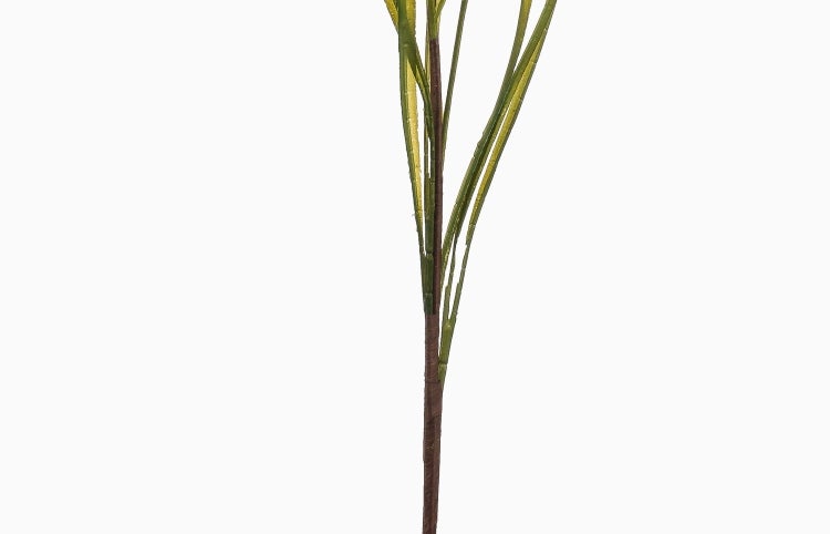 Künstlicher Graszweig mit braunem Stiel und grünen Halmen.