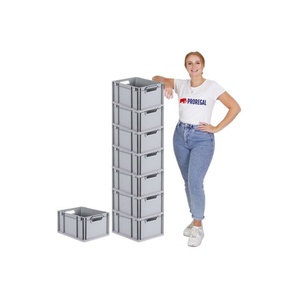 PROREGAL Spar Set 8x Eurobox Nextgen Economy Mit Scharnierdeckel & Blauen Schiebeschnappverschlüssen Griffe Offen HxBxT 22 x 30 x 40 cm 20 Liter