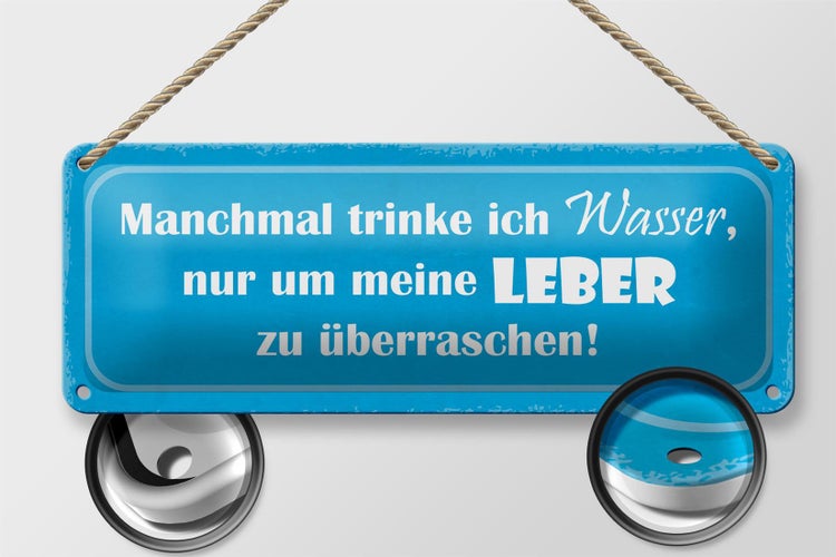 Blechschild Spruch 27x10cm manchmal trinke Wasser um Leber Dekoration
