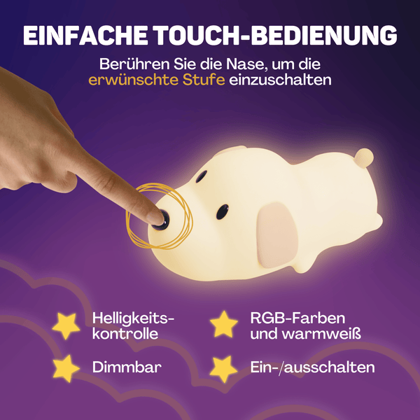 Vulpes Goods Nachtlicht für Kinder mit Touch-Bedienung und 8 Farben - Silikon-LED-Nachtlicht für das Kinderzimmer - USB