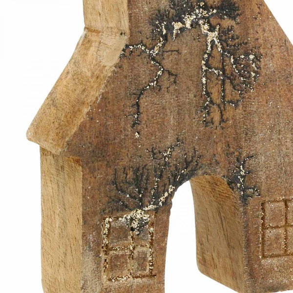 Dekorative Holzhausfigur mit Fenster und Muster