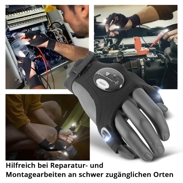LED-Handschuhe für Reparatur- und Montagearbeiten an schwer zugänglichen Stellen