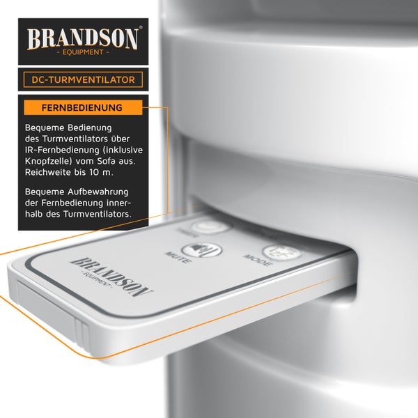 Brandson ECO Turmventilator Silent, 12 Leistungsstufen, Ventilator Standventilator mit DC-Motor, Timer, inkl. Fernbedienung, sehr leise