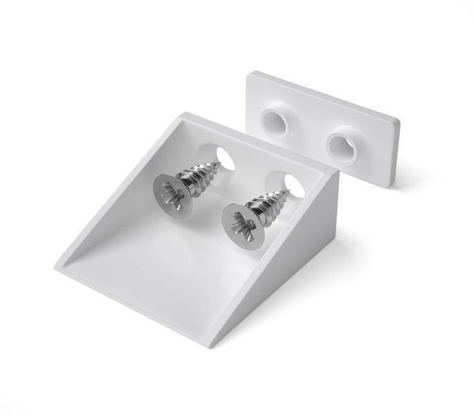 Eckverbinder aus Kunststoff mit Schrauben