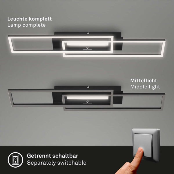 LED Deckenleuchte BRILONER LEUCHTEN FRAME MID, 40 W, 4400 lm, IP20, schwarz, Metall-Kunststoff, 82,7 x 19 x 8 cm
