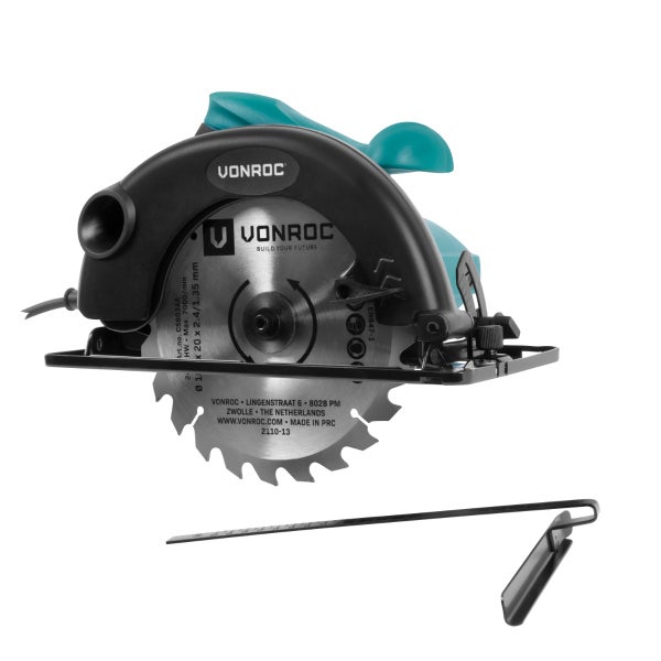 VONROC Kreissäge 1200W - 185mm - Inkl. Parallelführung und 24-Zahn Sägeblatt für Holz