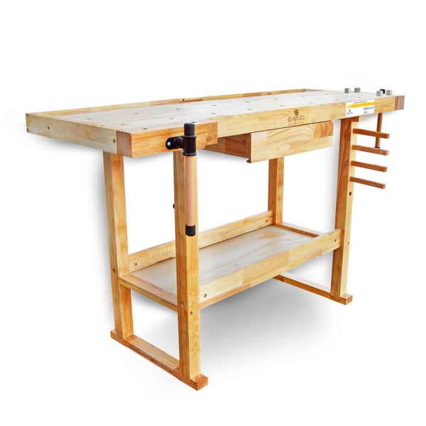 Werkbank aus Holz mit Schublade und Ablagefläche