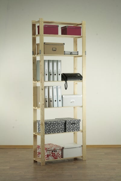 PROREGAL Holzregal Pinepeak HxBxT 220 x 80 x 28 cm 7 Fachboden 1,2 cm Dickes Kiefernholz Natur