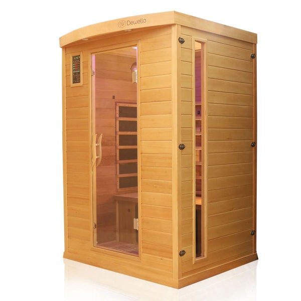 Dewello® Infrarotkabine Infrarotsauna PIERSON PRO 135cm x 105cm Hemlock-Zeder inkl. DUO Strahler, Vollspektrumstrahler, Karbonstrahler