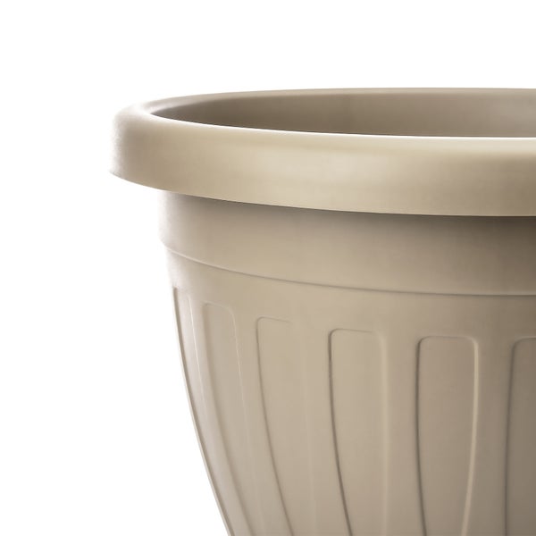 BigDean 3x Blumentopf mit Untersetzer rund ø40xH31 cm Mokka/braun - wetterfester Pflanzkübel - Wasserablauf UV-beständig aus bruchsicherem Kunststoff - Innen + Außen geeignet - Made in Europe