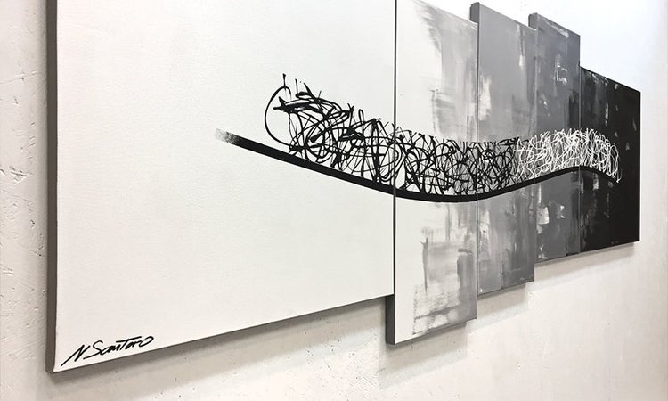 Das schöne Bild -Flowing Contrast- 210x80x2 cm handgemaltes Unikat